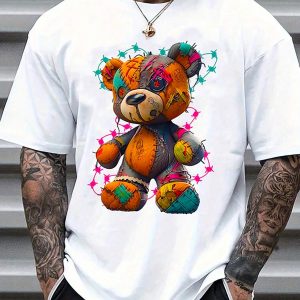 casual summer t shirt with cartoon bear
