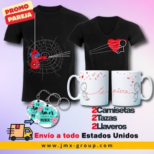Combo de Regalo Personalizado para Parejas: Camisetas, Tazas y Llaveros